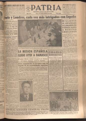 'Patria : diario de Falange Española Tradicionalista y de las J.O.N.S.' - Año XVII Número 5085 - 1952 abril 17