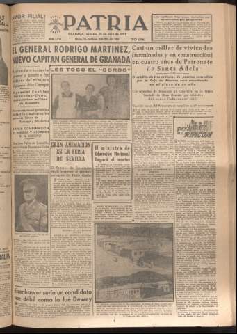 'Patria : diario de Falange Española Tradicionalista y de las J.O.N.S.' - Año XVII Número 5093 - 1952 abril 26