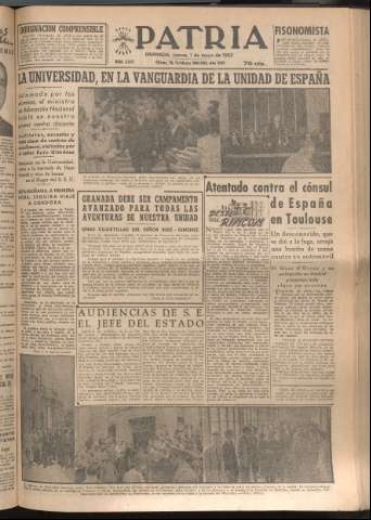 'Patria : diario de Falange Española Tradicionalista y de las J.O.N.S.' - Año XVII Número 5097 - 1952 mayo 1