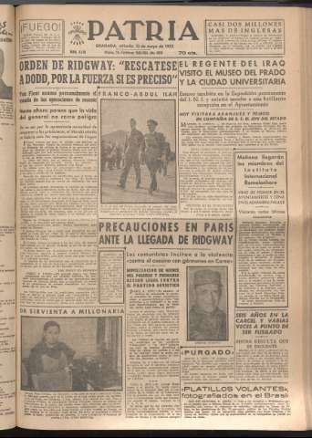 'Patria : diario de Falange Española Tradicionalista y de las J.O.N.S.' - Año XVII Número 5105 - 1952 mayo 10