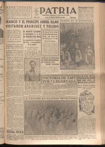 'Patria : diario de Falange Española Tradicionalista y de las J.O.N.S.' - Año XVII Número 5106 - 1952 mayo 11