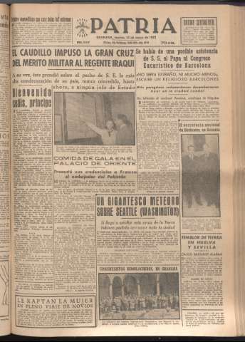 'Patria : diario de Falange Española Tradicionalista y de las J.O.N.S.' - Año XVII Número 5108 - 1952 mayo 13