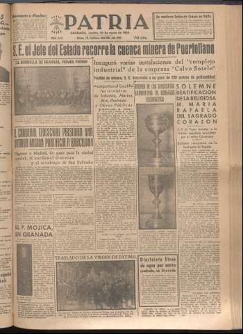 'Patria : diario de Falange Española Tradicionalista y de las J.O.N.S.' - Año XVII Número 5114 - 1952 mayo 20