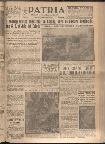 'Patria : diario de Falange Española Tradicionalista y de las J.O.N.S.' - Año XVII Número 5115 - 1952 mayo 21