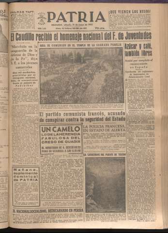 'Patria : diario de Falange Española Tradicionalista y de las J.O.N.S.' - Año XVII Número 5124 - 1952 mayo 31