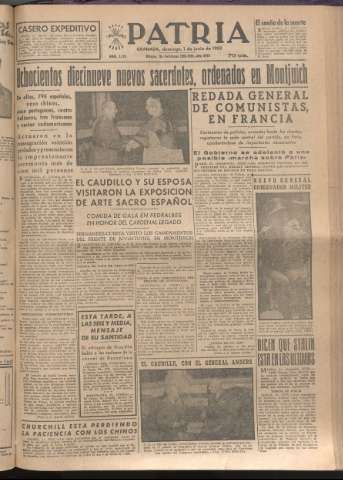 'Patria : diario de Falange Española Tradicionalista y de las J.O.N.S.' - Año XVII Número 5125 - 1952 junio 1