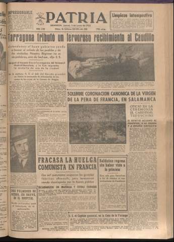 'Patria : diario de Falange Española Tradicionalista y de las J.O.N.S.' - Año XVII Número 5128 - 1952 junio 5