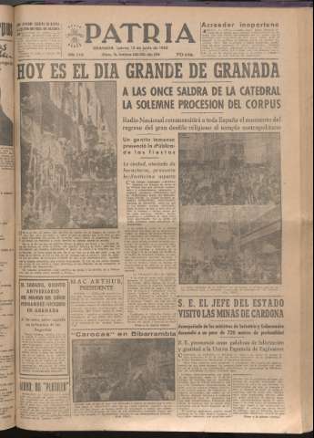 'Patria : diario de Falange Española Tradicionalista y de las J.O.N.S.' - Año XVII Número 5134 - 1952 junio 12