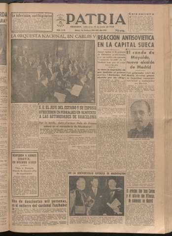 'Patria : diario de Falange Española Tradicionalista y de las J.O.N.S.' - Año XVII Número 5139 - 1952 junio 18