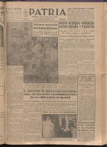 'Patria : diario de Falange Española Tradicionalista y de las J.O.N.S.' - Año XVII Número 5141 - 1952 junio 20