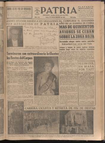 'Patria : diario de Falange Española Tradicionalista y de las J.O.N.S.' - Año XVII Número 5144 - 1952 junio 24