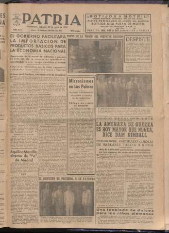 'Patria : diario de Falange Española Tradicionalista y de las J.O.N.S.' - Año XVII Número 5148 - 1952 junio 28