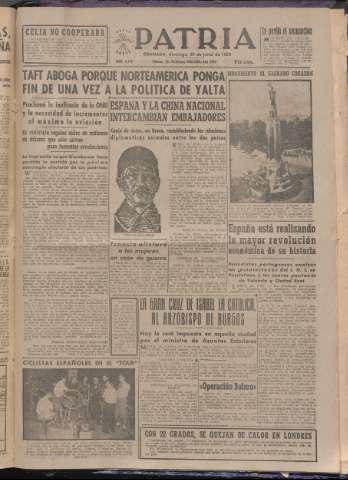 'Patria : diario de Falange Española Tradicionalista y de las J.O.N.S.' - Año XVII Número 5149 - 1952 junio 29