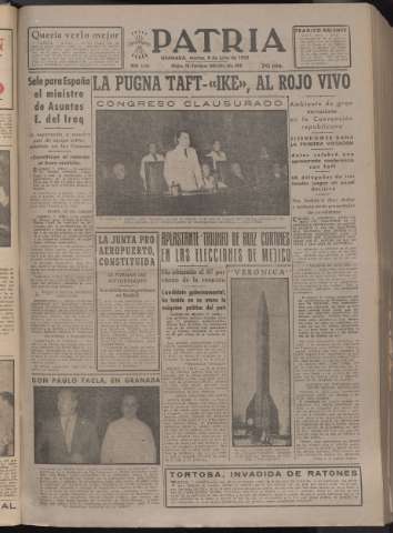 'Patria : diario de Falange Española Tradicionalista y de las J.O.N.S.' - Año XVII Número 5156 - 1952 julio 8