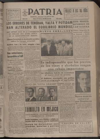 'Patria : diario de Falange Española Tradicionalista y de las J.O.N.S.' - Año XVII Número 5157 - 1952 julio 9