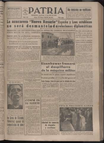 'Patria : diario de Falange Española Tradicionalista y de las J.O.N.S.' - Año XVII Número 5161 - 1952 julio 13
