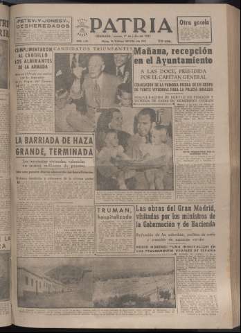 'Patria : diario de Falange Española Tradicionalista y de las J.O.N.S.' - Año XVII Número 5164 - 1952 julio 17