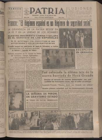 'Patria : diario de Falange Española Tradicionalista y de las J.O.N.S.' - Año XVII Número 5166 - 1952 julio 19