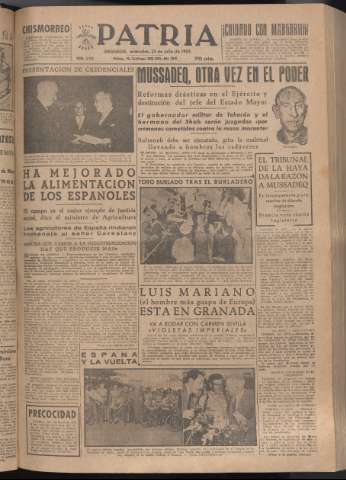 'Patria : diario de Falange Española Tradicionalista y de las J.O.N.S.' - Año XVII Número 5169 - 1952 julio 23