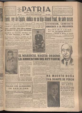 'Patria : diario de Falange Española Tradicionalista y de las J.O.N.S.' - Año XVII Número 5173 - 1952 julio 27