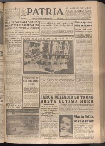 'Patria : diario de Falange Española Tradicionalista y de las J.O.N.S.' - Año XVII Número 5176 - 1952 julio 31