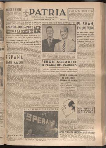 'Patria : diario de Falange Española Tradicionalista y de las J.O.N.S.' - Año XVII Número 5178 - 1952 agosto 2