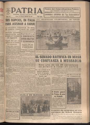 'Patria : diario de Falange Española Tradicionalista y de las J.O.N.S.' - Año XVII Número 5179 - 1952 agosto 3