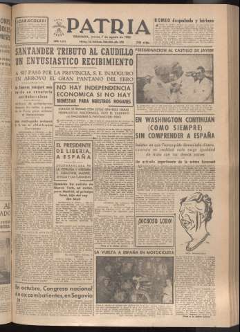 'Patria : diario de Falange Española Tradicionalista y de las J.O.N.S.' - Año XVII Número 5182 - 1952 agosto 7