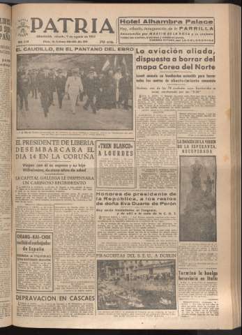 'Patria : diario de Falange Española Tradicionalista y de las J.O.N.S.' - Año XVII Número 5184 - 1952 agosto 9