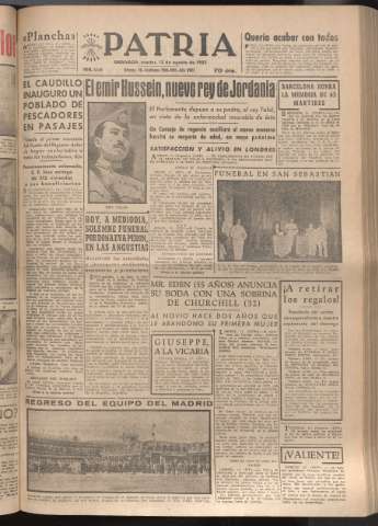 'Patria : diario de Falange Española Tradicionalista y de las J.O.N.S.' - Año XVII Número 5186 - 1952 agosto 12