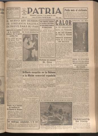 'Patria : diario de Falange Española Tradicionalista y de las J.O.N.S.' - Año XVII Número 5187 - 1952 agosto 13