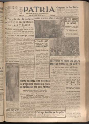 'Patria : diario de Falange Española Tradicionalista y de las J.O.N.S.' - Año XVII Número 5190 - 1952 agosto 16