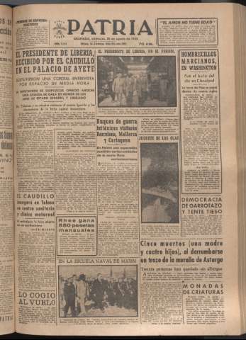 'Patria : diario de Falange Española Tradicionalista y de las J.O.N.S.' - Año XVII Número 5193 - 1952 agosto 20