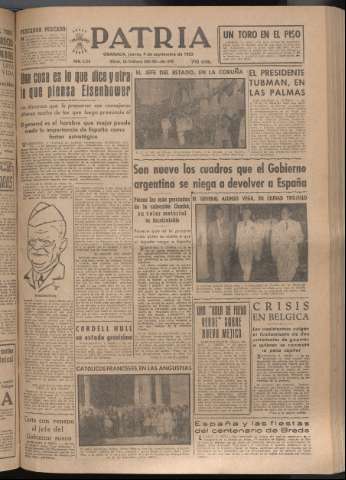 'Patria : diario de Falange Española Tradicionalista y de las J.O.N.S.' - Año XVII Número 5206 - 1952 septiembre 4