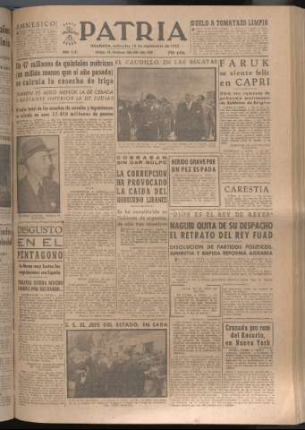 'Patria : diario de Falange Española Tradicionalista y de las J.O.N.S.' - Año XVII Número 5211 - 1952 septiembre 10