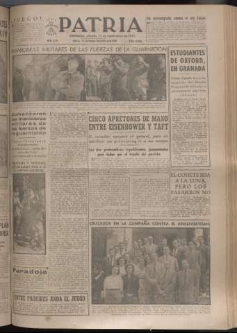 'Patria : diario de Falange Española Tradicionalista y de las J.O.N.S.' - Año XVII Número 5214 - 1952 septiembre 13
