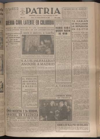 'Patria : diario de Falange Española Tradicionalista y de las J.O.N.S.' - Año XVII Número 5217 - 1952 septiembre 17