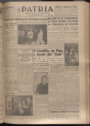 'Patria : diario de Falange Española Tradicionalista y de las J.O.N.S.' - Año XVII Número 5222 - 1952 septiembre 23