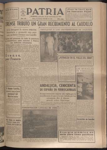 'Patria : diario de Falange Española Tradicionalista y de las J.O.N.S.' - Año XVII Número 5223 - 1952 septiembre 24