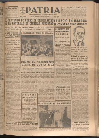 'Patria : diario de Falange Española Tradicionalista y de las J.O.N.S.' - Año XVII Número 5226 - 1952 septiembre 27