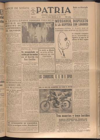 'Patria : diario de Falange Española Tradicionalista y de las J.O.N.S.' - Año XVII Número 5231 - 1952 octubre 3