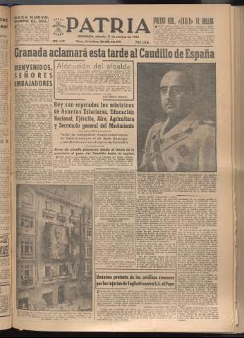 'Patria : diario de Falange Española Tradicionalista y de las J.O.N.S.' - Año XVII Número 5238 - 1952 octubre 11