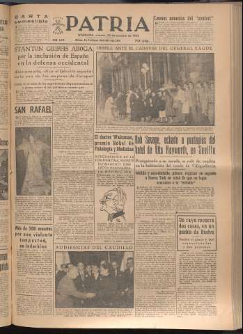 'Patria : diario de Falange Española Tradicionalista y de las J.O.N.S.' - Año XVII Número 5249 - 1952 octubre 24