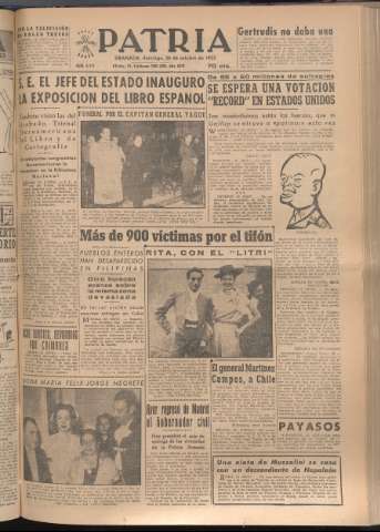 'Patria : diario de Falange Española Tradicionalista y de las J.O.N.S.' - Año XVII Número 5251 - 1952 octubre 26