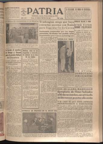 'Patria : diario de Falange Española Tradicionalista y de las J.O.N.S.' - Año XVII Número 5252 - 1952 octubre 28