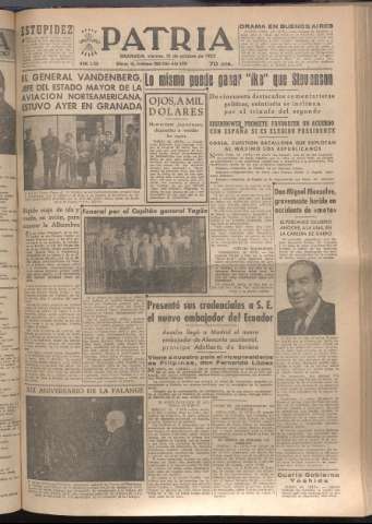 'Patria : diario de Falange Española Tradicionalista y de las J.O.N.S.' - Año XVII Número 5255 - 1952 octubre 31