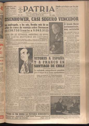'Patria : diario de Falange Española Tradicionalista y de las J.O.N.S.' - Año XVII Número 5259 - 1952 noviembre 5
