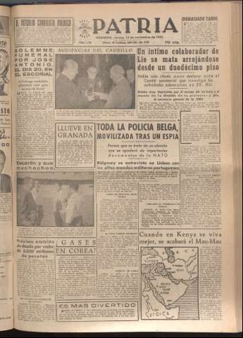 'Patria : diario de Falange Española Tradicionalista y de las J.O.N.S.' - Año XVII Número 5267 - 1952 noviembre 14