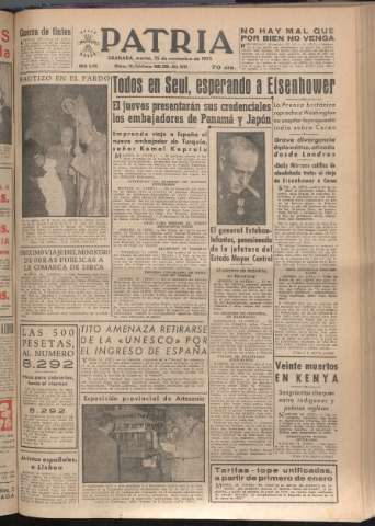'Patria : diario de Falange Española Tradicionalista y de las J.O.N.S.' - Año XVII Número 5276 - 1952 noviembre 24