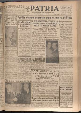 'Patria : diario de Falange Española Tradicionalista y de las J.O.N.S.' - Año XVII Número 5278 - 1952 noviembre 27
